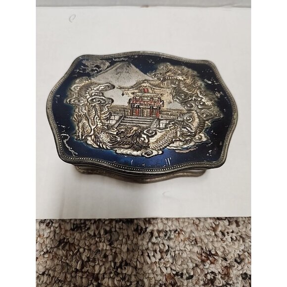 AE- VINTAGE Metal JEWELRY BOX  ( MADE IN OCCUPIED JAPAN )  Trinket Box antique - Picture 1 of 11